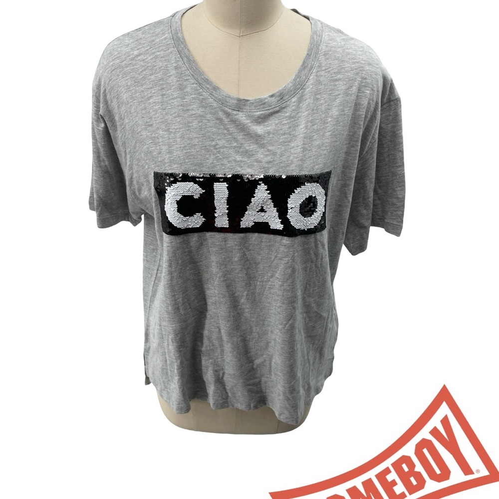DECJUBA Light Gray Sequin Tee